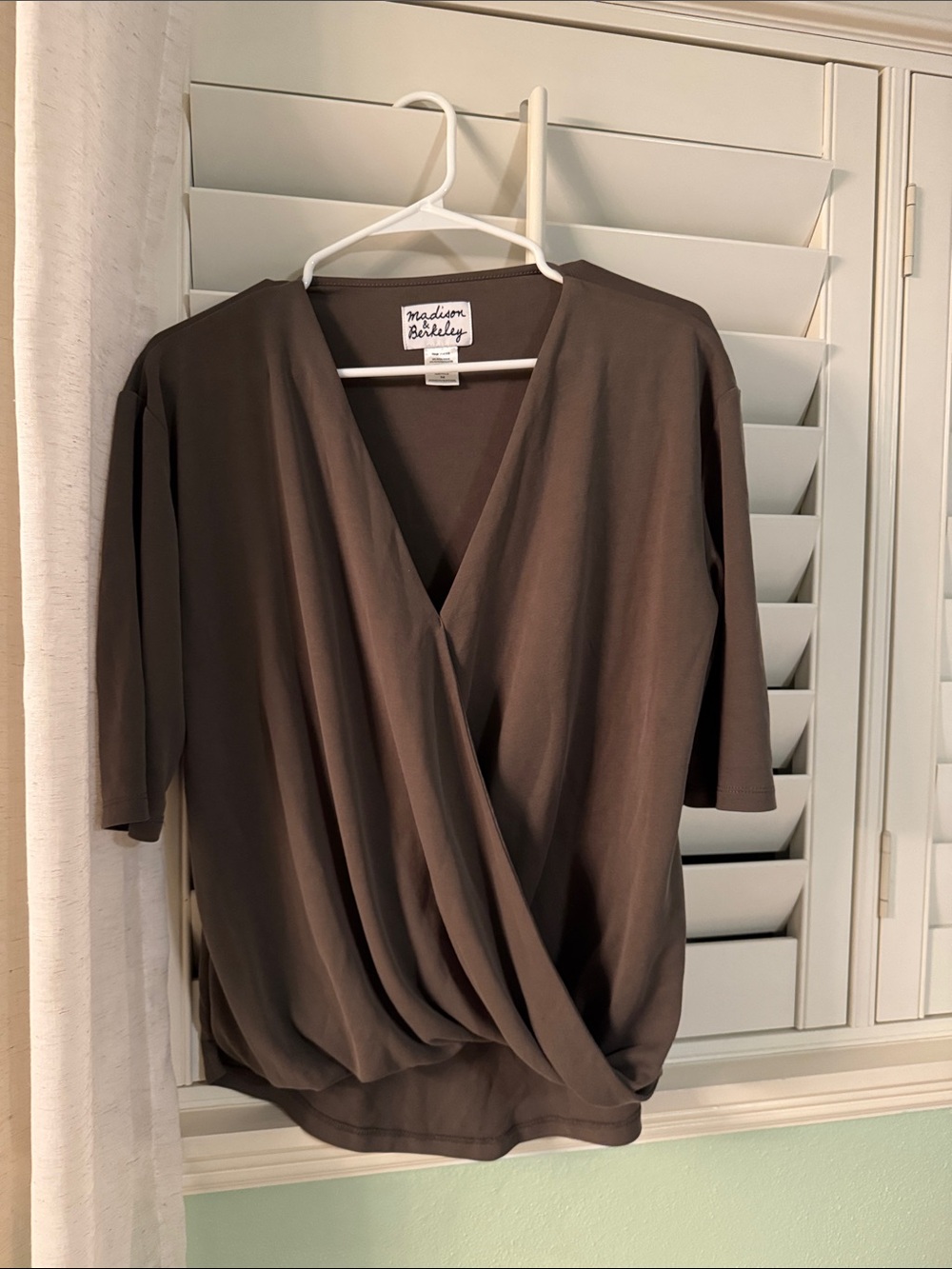 Madison & Berkeley Women's Chocolate Brown Draped Wrap Top